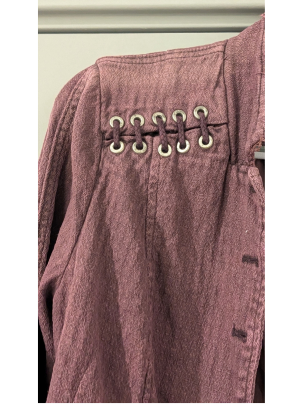 Women's Free People Distressed Lace-Trim Jacket, Size Small /P -Purple/Brown - Picture 3 of 10